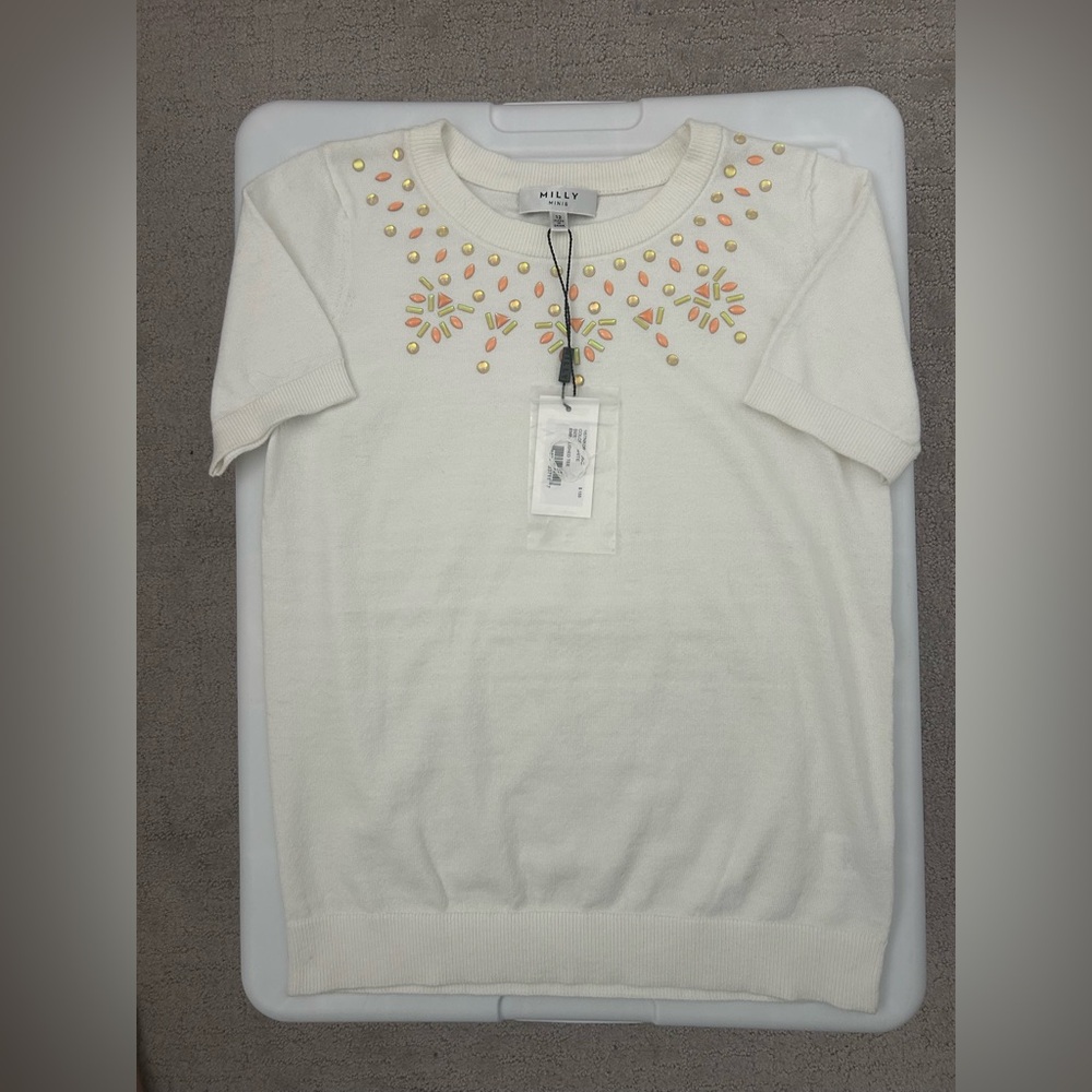 Milly Minis Cream Shirt with Orange and Yellow Accents